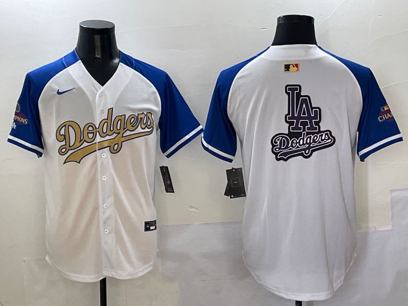 Men Los Angeles Dodgers Blank White Blue Gold Game Nike 2025 MLB Jersey style 42924
